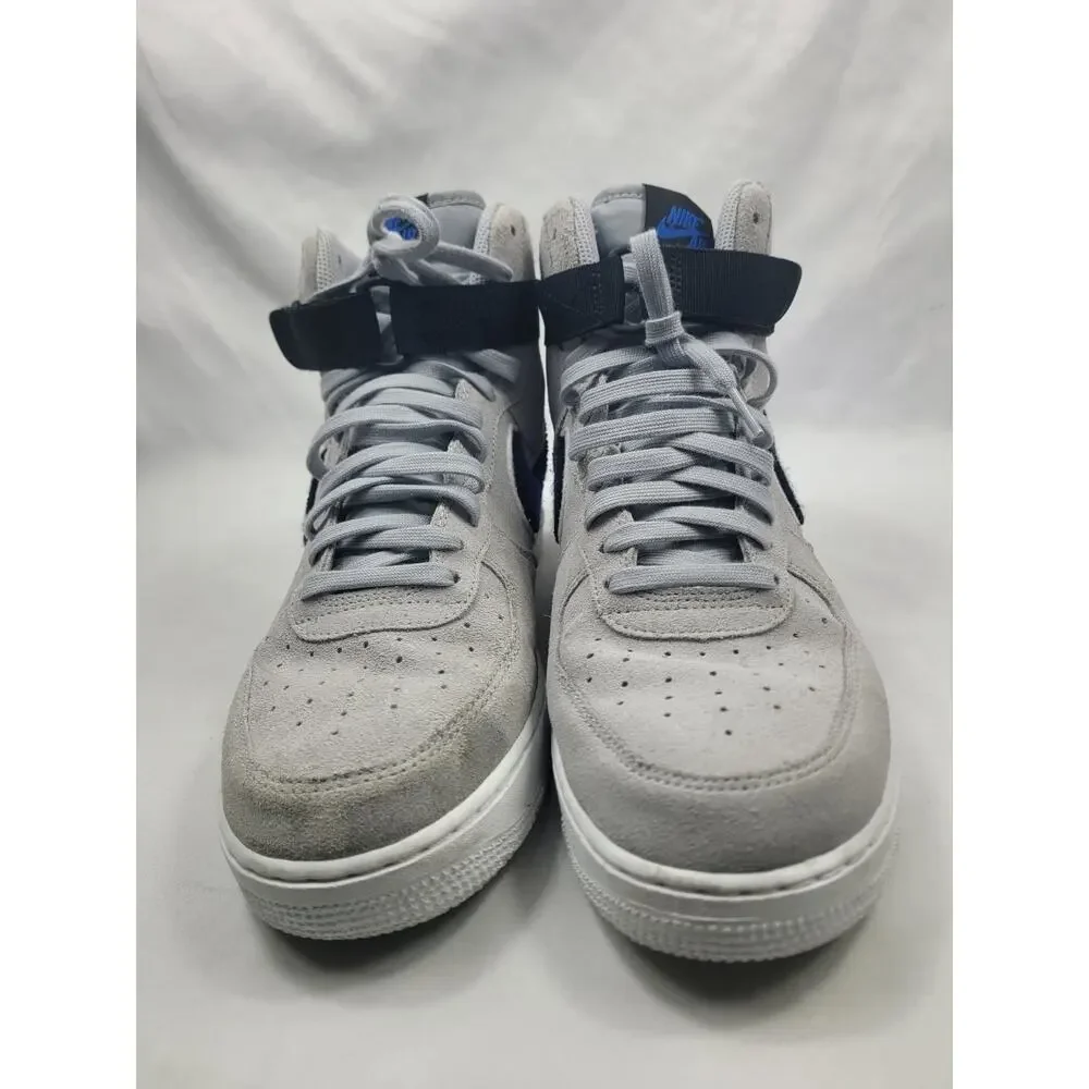 Nike Air Force 1 High Chenille Swoosh Gray Blue 806403-015 Men's Size 11.5